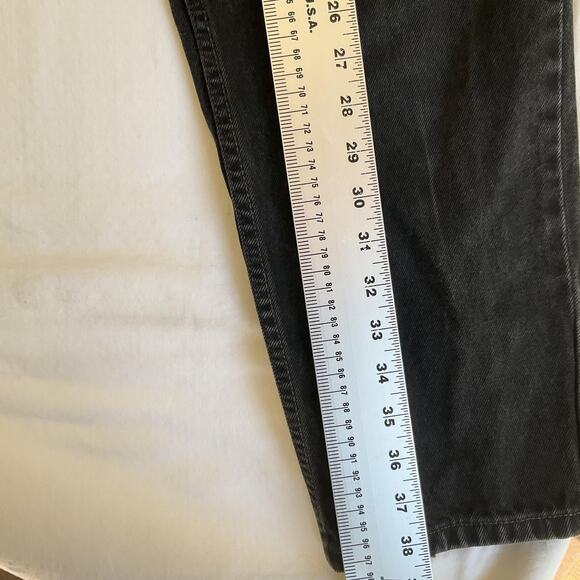 Levi's 550 Women Jeans 14 M Black Denim Tapered Button 30" Inseam High Rise - Picture 5 of 10